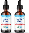LIQUIDHEALTH USDA Organic Jonowe Cynk Wysokiej Potliwości Krople - Tracki mineralny suplement witaminy dla dorosłych, Dzieci - Immune & Digestive Support, Zdrowie skóry i rany - USA Made, Wegan, Non-GMO (2 Pack)