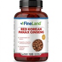 FineLand Czerwony koreański Panax Ginseng 13 000 mg - Max Siła 20: 1 Ekstrakt - Skoncentrowany immunologiczny i Kognitive Supplement Supplement for Men & Women - 120 Veggie kapsułki