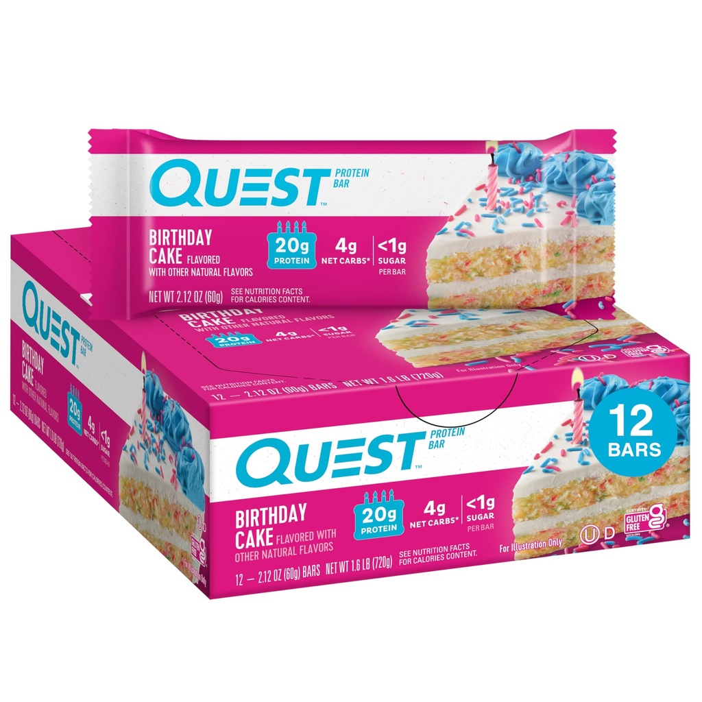 Quest Nutrition urodziny ciasto proteiny, 20g białka, 1 g cukru, 4g netto węglowodanów, Gluten Free, Keto Friendly, 12 Hrabia