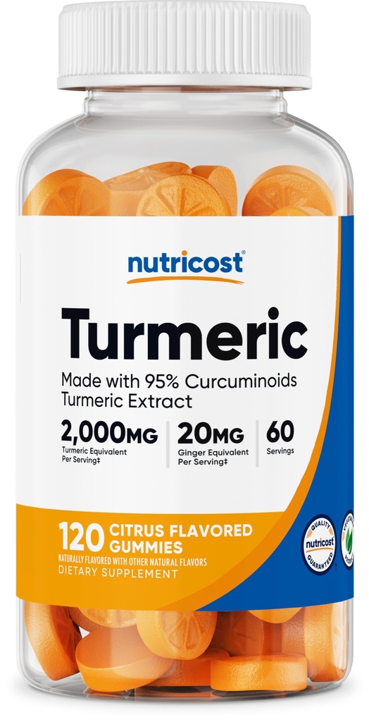 Nutricost Turmeric Gummies 2,000mg Tumeric per Serving (120 Gummies) - 60 Służb