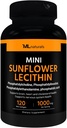 ML Naturals Mini Lecytyna słonecznikowa 1000 mg 120 Softgels, Easy to Swallow, Wsparcie zdrowia mózgu. Nie- GMO, NSF- Certified & cGMP- Compliant