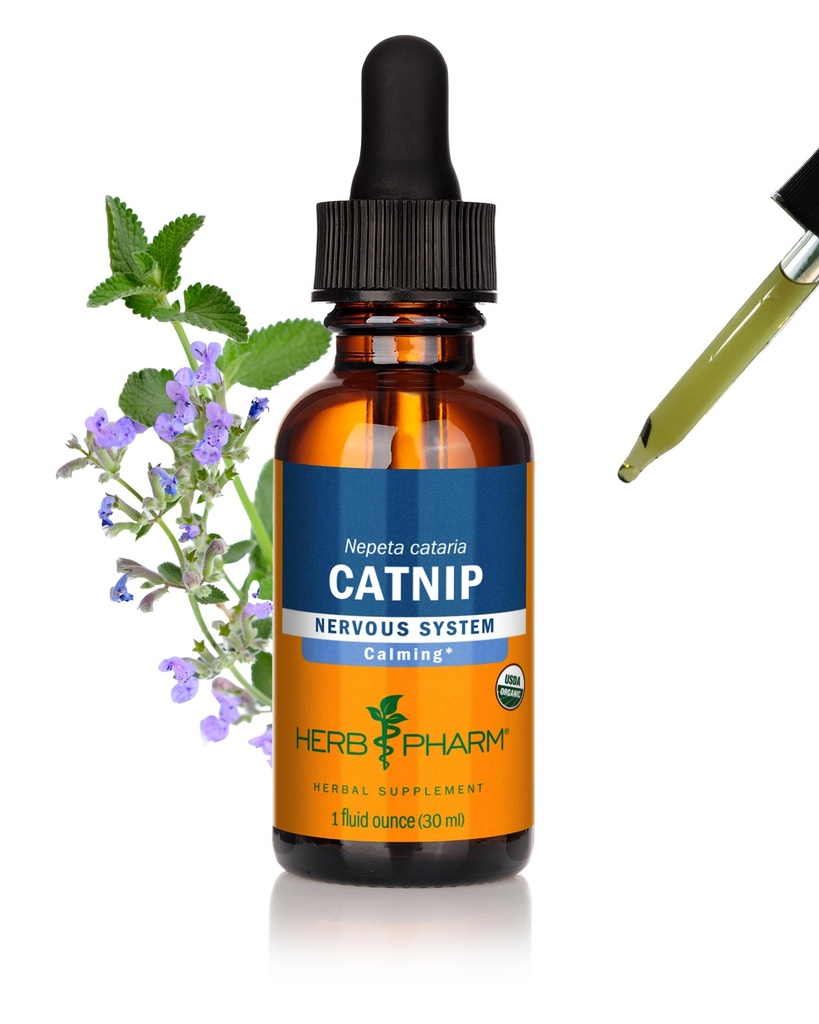 Herb Pharm Certified Organic Catnip Liquid Extract for Calming Nerwowy System Wsparcia, 1 Fl Oz