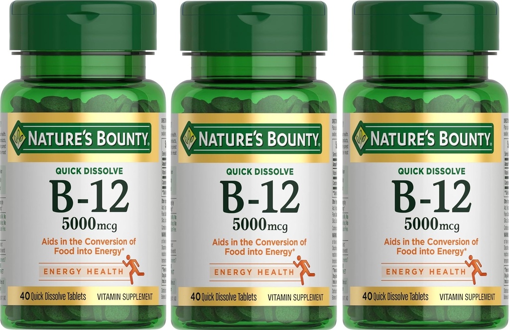 Bounty Witamina B- 12 5000 µg, 40 tabletek szybkiego rozpuszczania (opakowanie po 3)