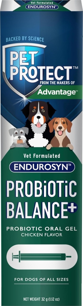 Pet Protect Dog Probiotic Balance + żel doustny, Endurosyn, Prebiotyki i Probiotyki dla psów, 3- Day Supply, Kurczak Flavor (32g)