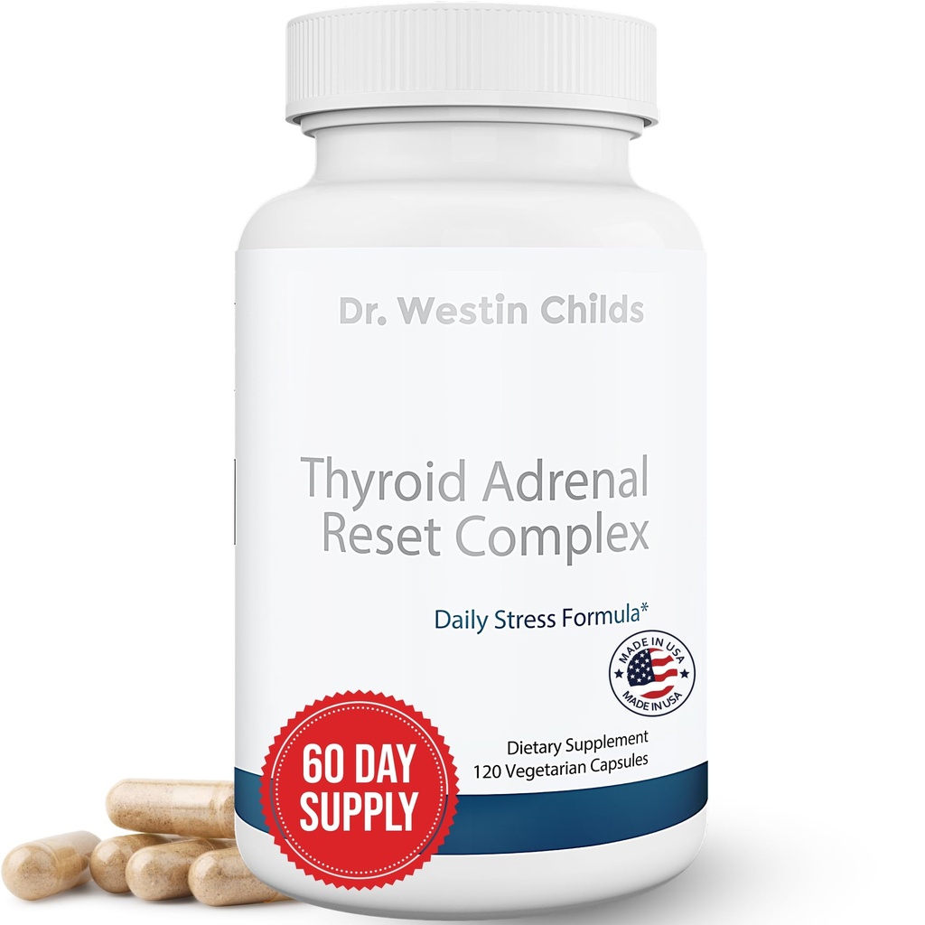 Dr. Westin Childs - Tyroid zespół nadnerczy 124; Herbal Supplement z Glandulars & Rhodiola (adaptatogeny) dla Stress, Cortisol, Zmęczenie, Energia u kobiet z niedoczynnością tarczycy 120 Ct