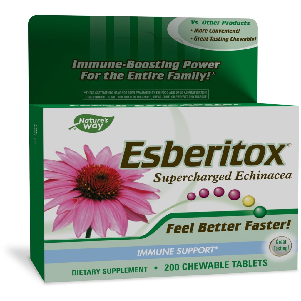 ESBERITOX Echinacea - Wsparcie immunologiczne - Suplementy ziołowe - Wild Indigo Root - Fioletowy korzeń - Made in Germany - 200 Tablets