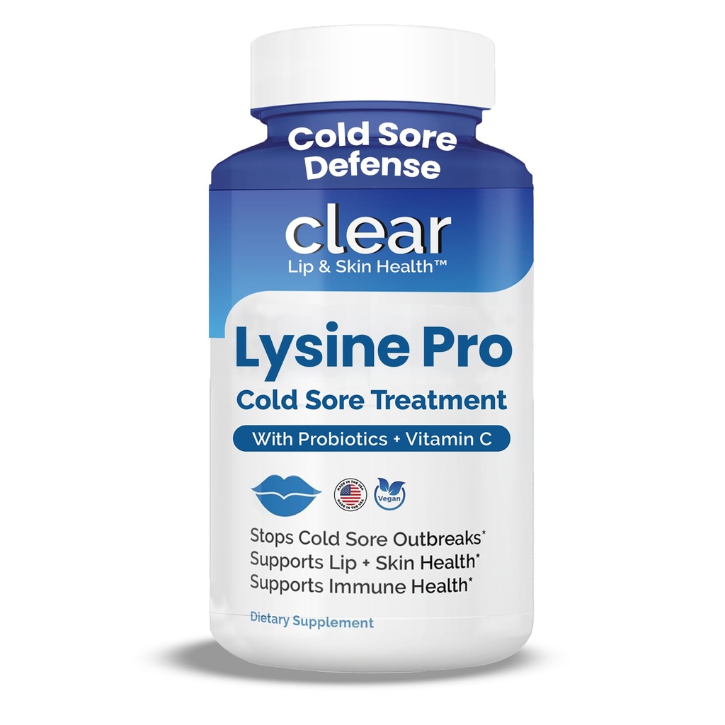 Lizyna Cold Sore Treatment for Lips - with Lactobacillus Rhamnosus, Acidophilus and Witamina C - Cold Sore Supplement for Lip & Skin Health, Immune Support & Prevention - 360 kapsułki