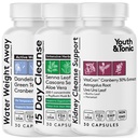 Total Body Cleanse Detox dla kobiet i mężczyzn do spłukiwania odpadów resztkowych i nadmiar wody Waga 124; Colon Nerki Urynary Tract & Fluid Loss Support Detox 124; Diuretic Pills for Belly Bloat & Bulling to Feel Lighter