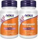 Teraz suplementy, Melatonina 3 mg, Darmowy Radical Scavenger *, Zdrowy cykl snu *, 90 Lozenges do żucia (Opakowanie 2)