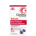 Genexa Infants 'Clean Acetaminophen 124; Pediatrician Preferowane składniki 124; Pain Reliever & Fever Reducer dla niemowląt 124; Dye Free, 0% Sztuczne dodatki do żywności 124; Delicious Organic Blueberry Flavor, 2 fl oz