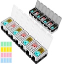 Przywracanie Cotygodniowy Pill Organizator, 14 Komory Przenośne Pill Box, 2 razy dziennie AM / PM Organizator Medication, Moisture- Proof Travel Pill Case for Witamina, Medycyna, Olej rybny / Suplementy (biały)