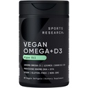 Sports Research Vegan Omega-3 z witaminą D3 Softgels - 1020mg Omega-3 & 5000iu D3 Suplement - Fish Oil Alternative z Witamina D Plant - Wsparcie z Algae Oil - 60 Veggie Softgels dla dorosłych