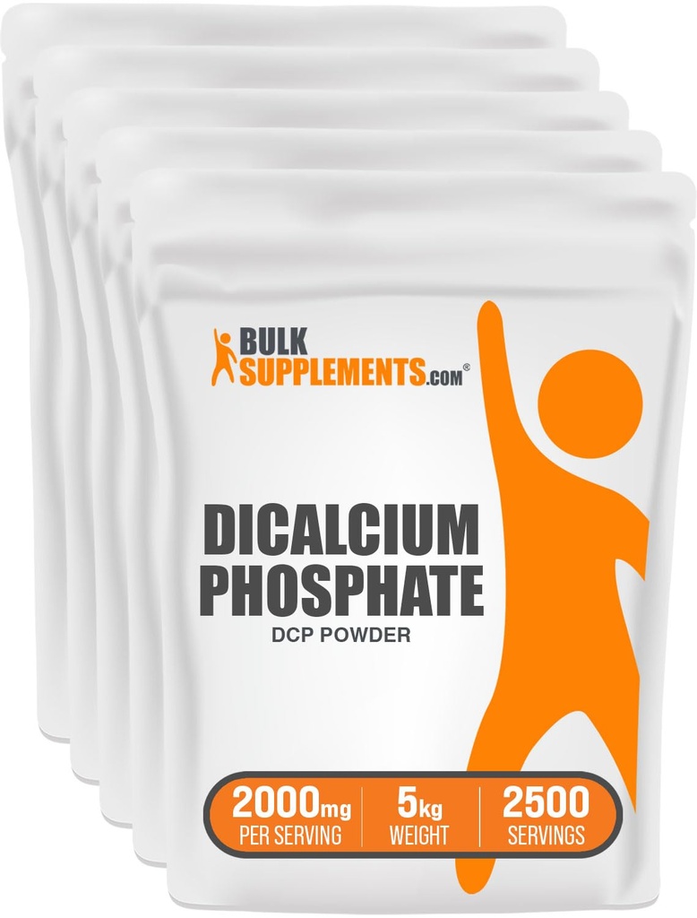 BulkSupplements.com Dicalcium Phosfate Powder - Suplement wapnia, Dicalcium Phosfate as Leavening Agent - Unflavored & Gluten Free, 2000mg per Serving, 5kg (11 lbs) (Opakowanie 5)