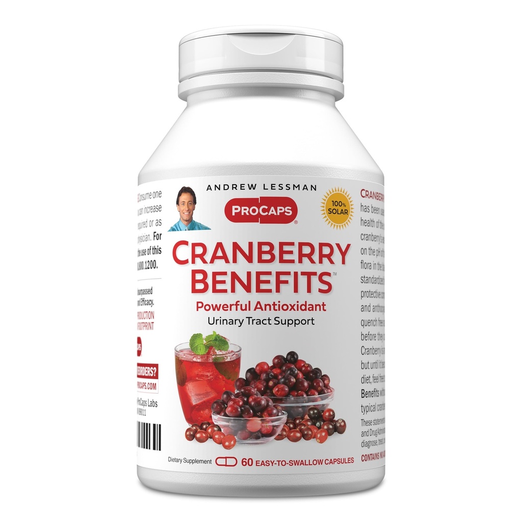ANDREW LESSMAN Cranberry Benefits - 60 Kapsułek - Wsparcie Bladder, Nerki i Trakt moczowy Zdrowie. Wysoka moc Standaryzowane ekstrakty owoców żurawinowych, małe łatwe do połknięcia kapsułki