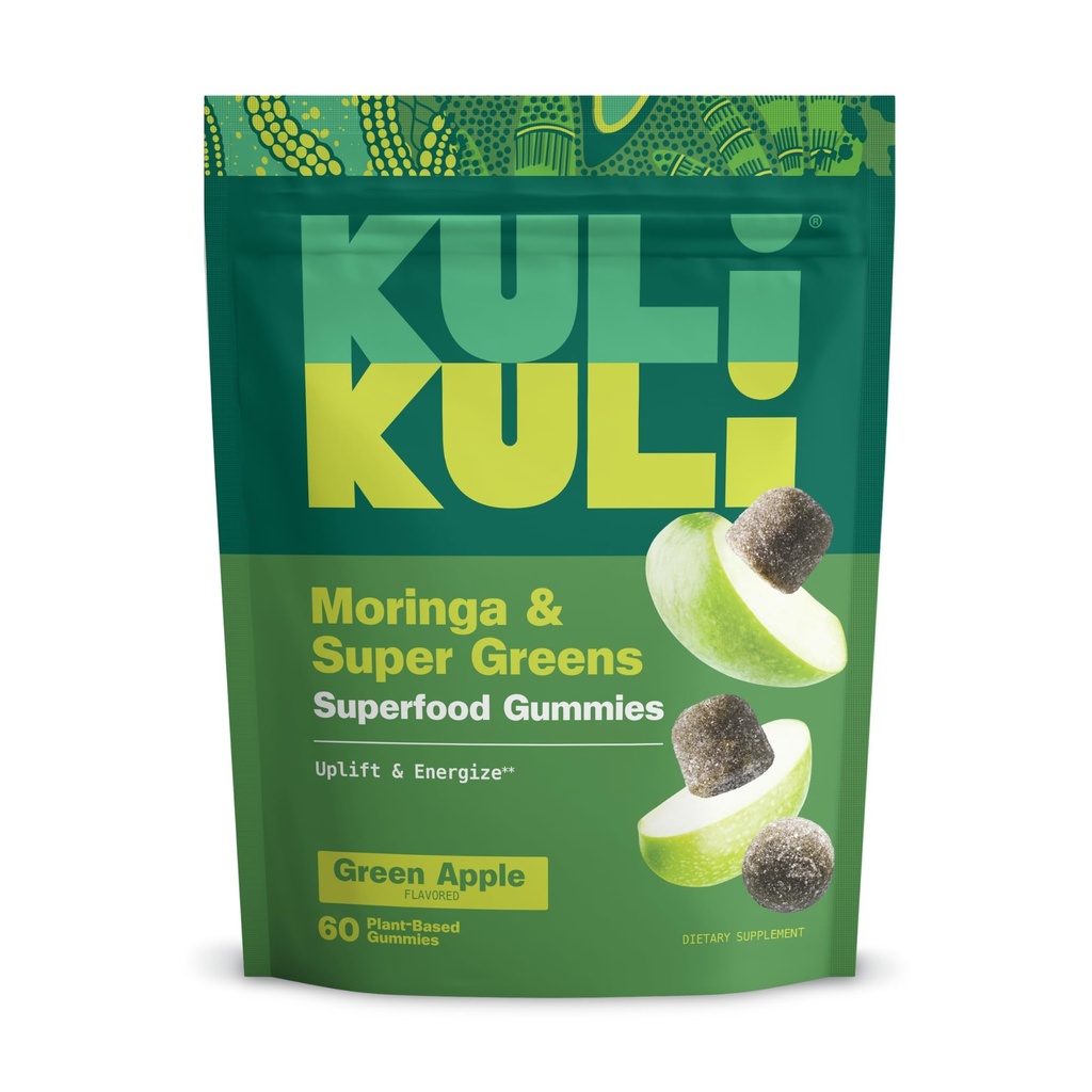 Kuli Kuli Super Gummies Energy - Suplementy energetyczne z Moringa, Wolny od kawy Natural Energy Booster - 60 Non-GMO, Gluten- Free Gummies Moringa