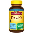 Nature Made Witamina D3 K2 Suplement, 5000 j.m. (125 µg) Witamina D dla kości, zębów, mięśni i wsparcia immunologicznego, 30 D3 i K2 Softgels, 30 Day Supply