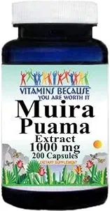 Witaminy Ponieważ Muira Puama Extract 1000mg Suplement dla wsparcia mężczyzn i kobiet (200 ct)