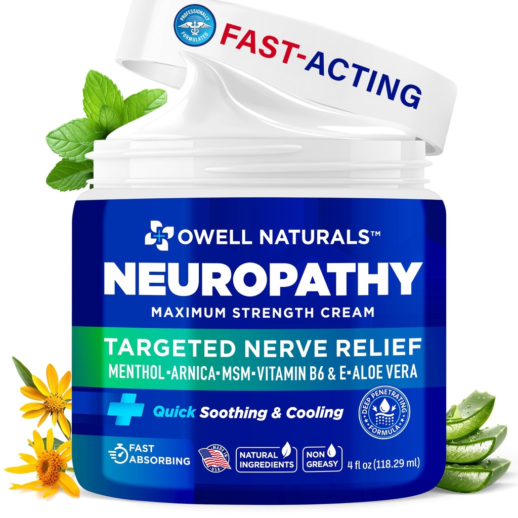 NATURALNY NATURALNY Krem Ekstra Siła Nerwy Krem Ulgi dla stóp, rąk, nóg, Toes z Arnica, Witamina B6, Aloe Vera, MSM - Made in USA