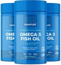 OMAPURE Fish Oil Supplements with Omega 3 Fatty Acids (3 Butelki, 120 Softgels) - Wysoka EPA, DHA, & IFOS Fish Oil Pills Support Heart & Joint Health - Bezwładniający Oil Fish Promotes Brain Function