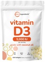 Micro Składniki Witamina D3 5,000 IU, 500 Softgeli 124; Olej kokosowy z pierwszego tłoczenia 124; Cholekalcyferol Forma 124; Kość, Immune & Heart Support Description 124; Łatwe połykanie, Non-GMO