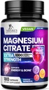 Magnezu Citrate Supplement Pills 1000mg - 3X Siła Magnezu Suplementy dla Kości, Mięśnie, Serce, Nature 's Sleep Support dla mężczyzn i kobiet, Wegan Mag Mineral, Non-GMO, Butelki w USA, 180 Kapsułki