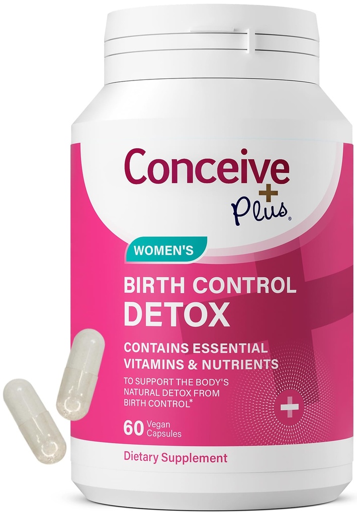 CONCEIVE PLUS Control Detox Suplement - Witaminy prenatalne najlepsze dla kobiet - Wsparcie równowagi hormonalnej i zdrowia jajników - Zasadnicze dla kobiet próbujących poczęć - Suplementy dietetyczne - 60 Kapsułki
