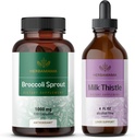 HERBAMAMA Broccoli Sprout and Milk Thistle Kit - Bundle of 1000 mg Broccoli Sprout Capsules & Milk Tistle Extract 4 fl oz - Vegan, Non-GMO, Sugar & Alcohol-Free - 2 Pack