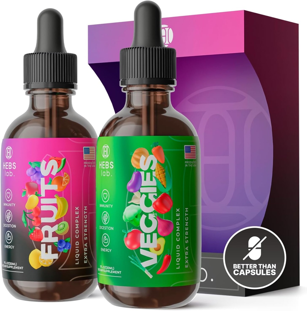 Multivitamin Owoce i warzywa Suplementy - Suplementy energetyczne i witamina immunologiczna Booster - Płynne Multivitamin dla kobiet i mężczyzn - Owoce i warzywa Suplement - Made in USA - 2 Pack