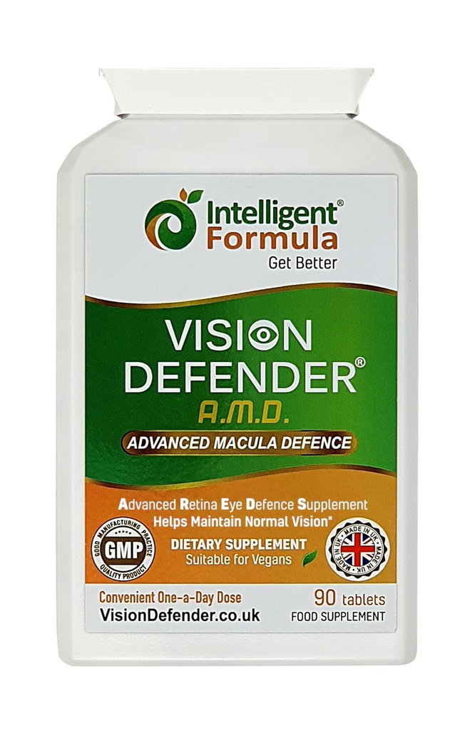Vision Defender AMD AREDS2 Vitamin Eye - Exact AREDS 2 Formuła z luteiną i zeaksantyną, Witaminy C & E, Cynk 25 mg i miedzi - Raz dziennie Vegan Eye Health Supplement, 90 Tabletki