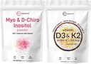 Micro Składniki Witamina D3 10,000iu + K2 200mcg Olej kokosowy Softgels & Myo & D- Chiro Inositol Powder Bundle 2 Pakiet 124; Esential Sunshine Vitamin X124; Suplement Inositol dla kobiet
