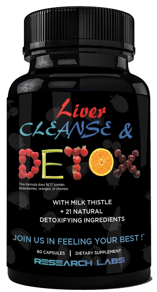 Research Labs Doctor Recommended Premium Liver Detox Cleanse & Support w / Milk Thistle, Beet, Dandelion. 23 Potężne Zioła...
