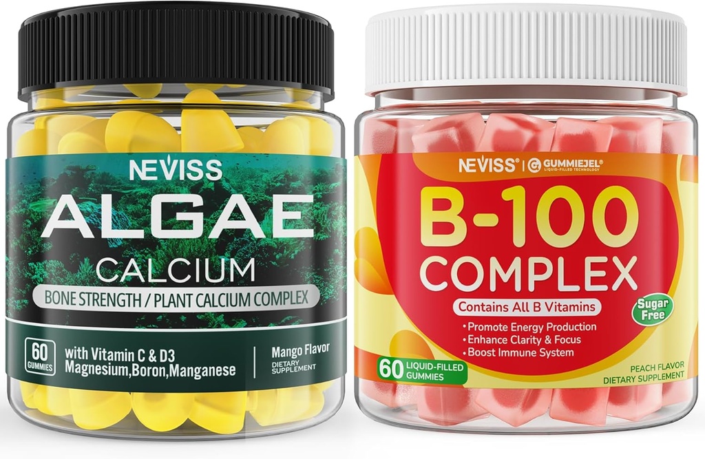 NEWISS Gummeje wapniowe Algae + Witamina B100 Kompleksowe gumki