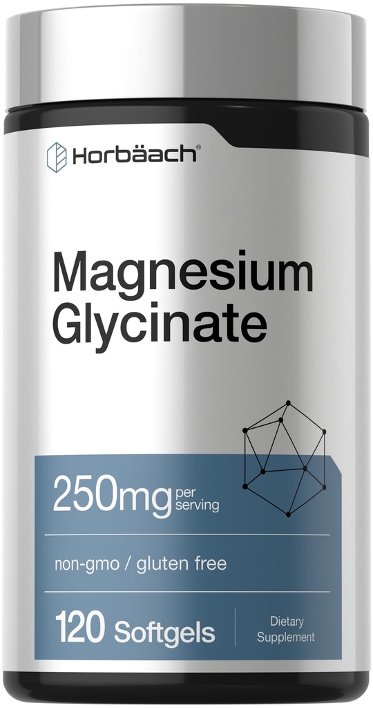 Horbäach Magnezu Glycinate 124; 250 mg 124; 120 Softgeli 124; Non-GMO i gluten suplement wolny