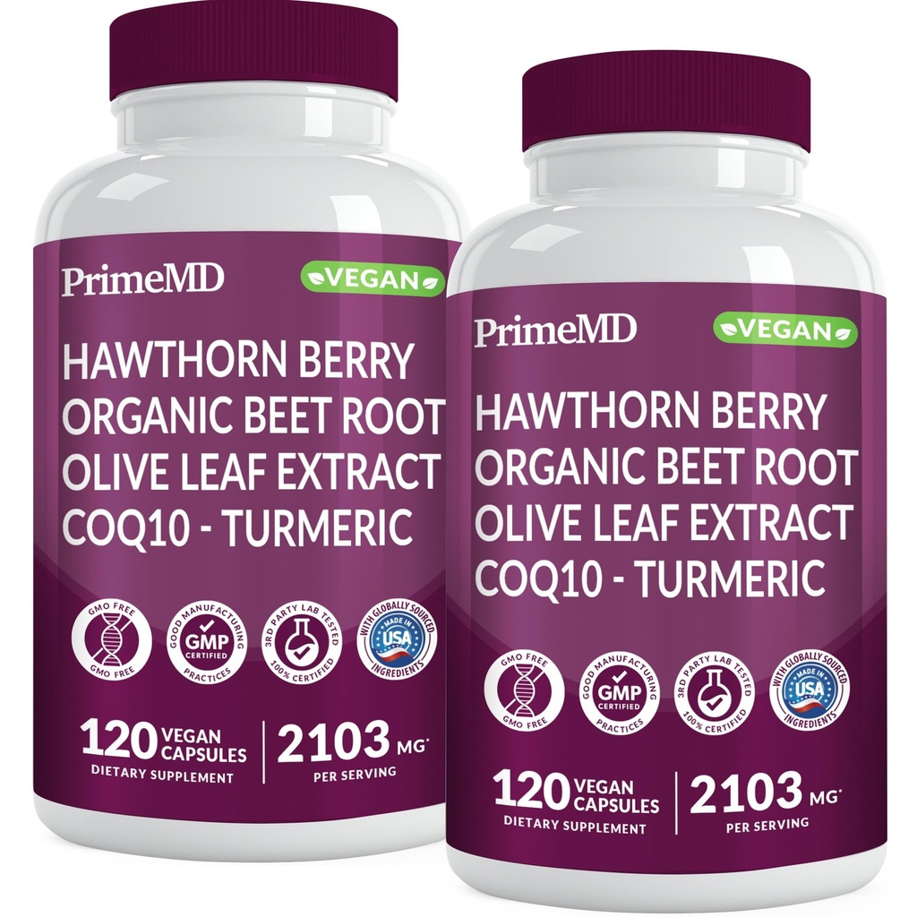 26- in-1 Suplement tlenku azotu - Wspomaganie serca i cyrkulacji z CoQ10, Turmeric, Organic Beet Root, Hawthorn Berry & czosnku - 2103mg na jedną porcję (120ct, Pack of 2)