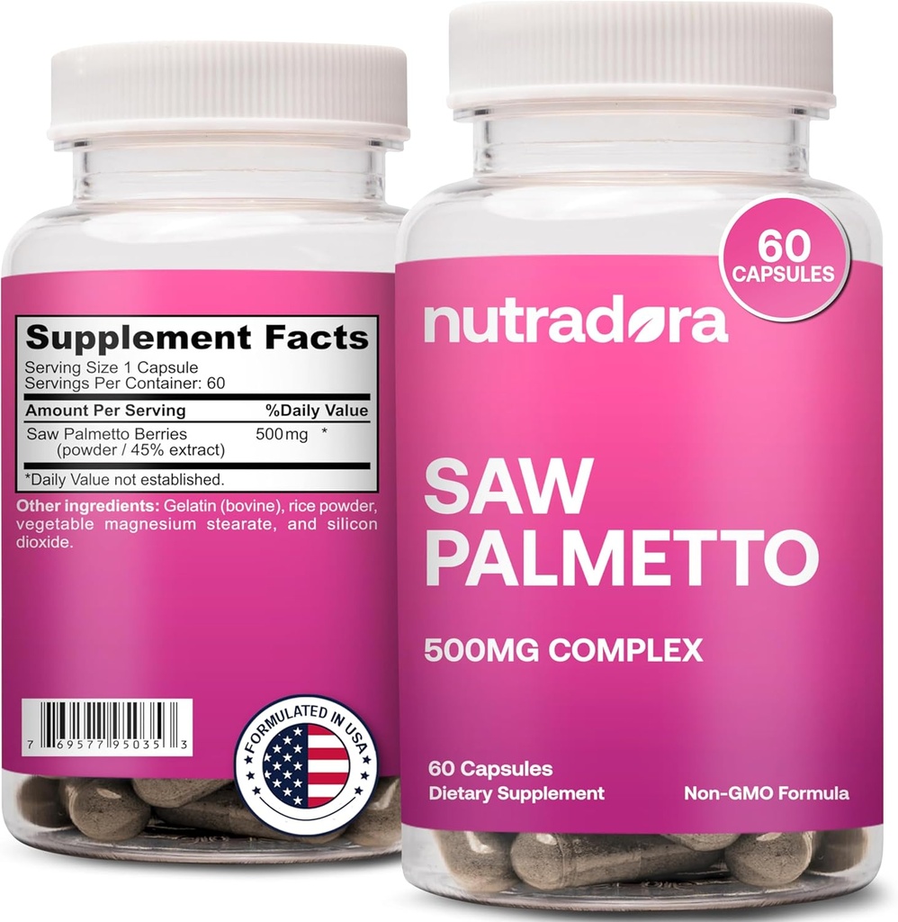 Saw Palmetto dla kobiet - Natural DHT Blocker Hair Growth Pills Made with Organic Saw Palmetto Extract Berries Wspomaga Hormonal Balance & Zdrowie moczu Pure Saw Palmetto dla kobiet Hair Loss 124; 60 Pigułki