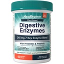 New Rhythm Digestive Enzymes 245 mg, z Probiotykami i Prebiotykami, Plant Based, 7 Kluczowe Enzymy, Trawienie, Wchłanianie składników odżywczych, Amylaza Protaine & Lipaza, 60 Kapsułki wegańskie