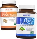 Paczka Thyroid Support & Ashwagandha - Revive & Thrive Pack - Tyroid Support with Iodine (Non-GMO) Poprawa energii & Organic Ashwagandha z 1350mg proszku korzeniowego Ashwaganda na jedną porcję