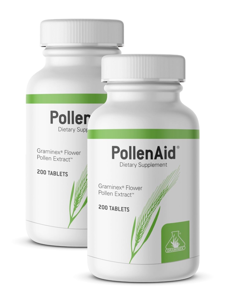 Graminex Pollenaid Prostate Supplement: Naturalne wsparcie prostaty dla Bladder Control & Urnanal Tract Health, Rye Pollen Extract Made in USA, 200 Tablets (Opakowanie 2)