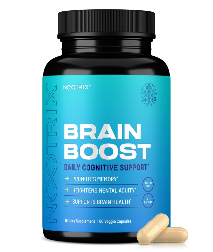 Nootrix Brain Boost Nootropic Supplement | Supports Memory, Mental Focus, Cognitive Health & Energy | Promotes Healthy Mood & Brain Function | Ginkgo Biloba & DMAE | 60 Capsules