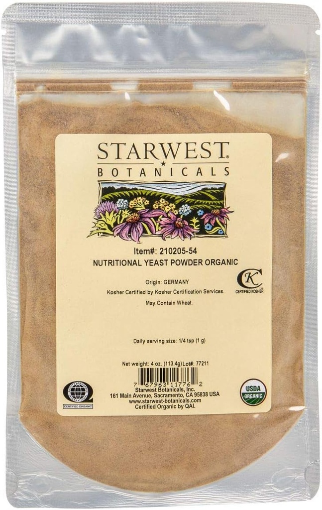 Organiczny proszek z drożdży odżywczych - 4 oz