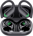 Bezprzewodowe słuchawki Bluetooth 5.4 Słuchawki, 96hrs Playtime, bezprzewodowe ładowanie gablot LED Display, przez słuchawki ucha, ENC Noise Cancelling, Hi- Fi Sound, IP7 Waterproof, do treningu sportowego (Deep Black)