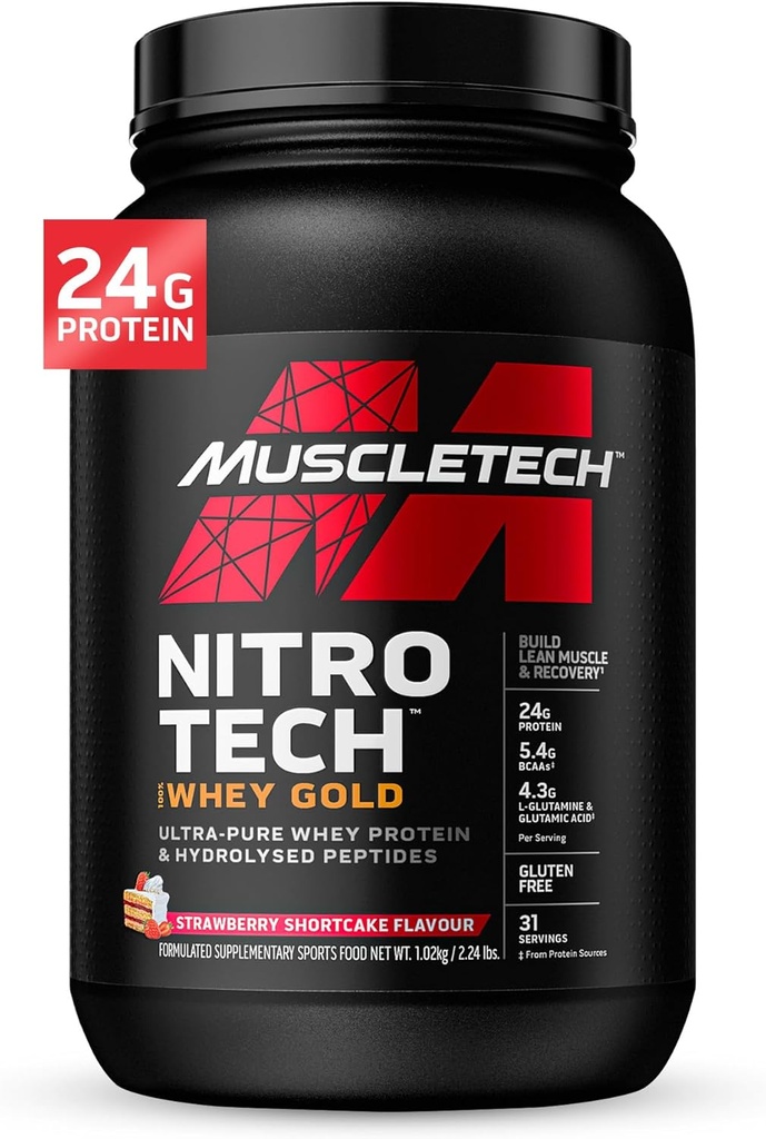 Proszek z białka serwatki, proszek z nitro- Tech MuscleTech, proszek z białka serwatki, proszek z izolatu białka serwatki, proszek z białka dla kobiet i mężczyzn, proszek z białka truskawkowego, opakowanie 2 kg (28 Serv) różni się