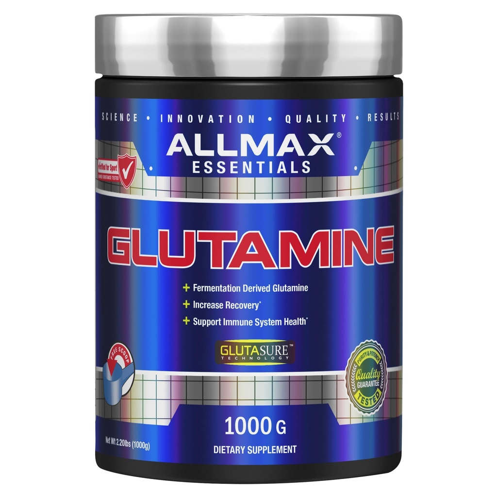 ALLMAX Nutrition L - Proszek glutaminy, Formuła Odzyskiwania Mięśnie, Gluten Free, Wegan, 1000 gramów