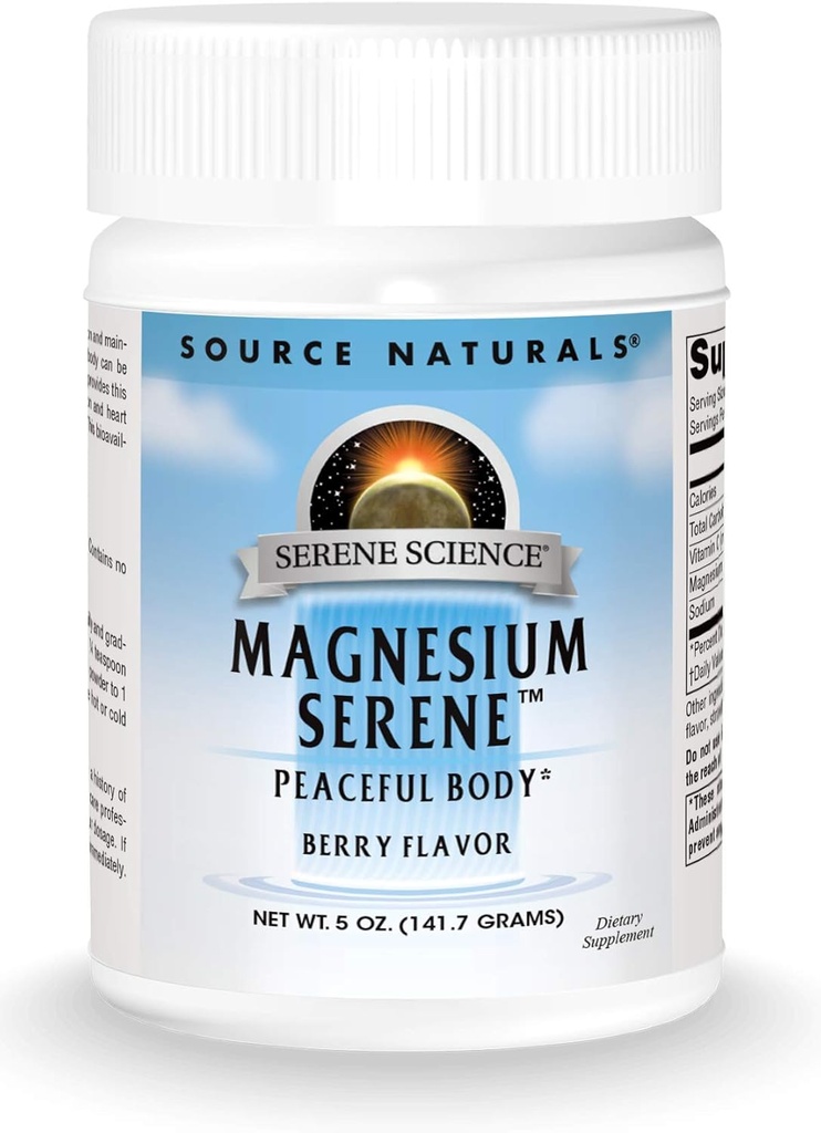 Źródło Naturals Serene Science Magnezu Serene, Ciche ciało - Berry Flavored - 5 uncji