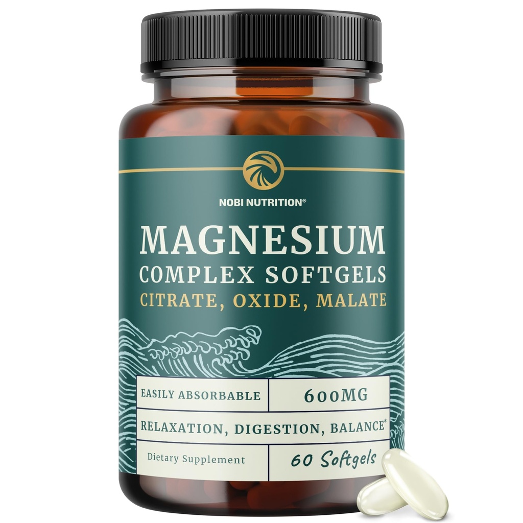 Triple Magnezu Softgels: 124; Cytrate, Malate, & Oxide: 124; Wysoko absorbowalny suplement magnezu do trawienia, Spokój, Kurcze nóg, & Sleep Support: 124; 300 mg Complex: 124; Łatwy do połykania żele miękkie: 124; 60