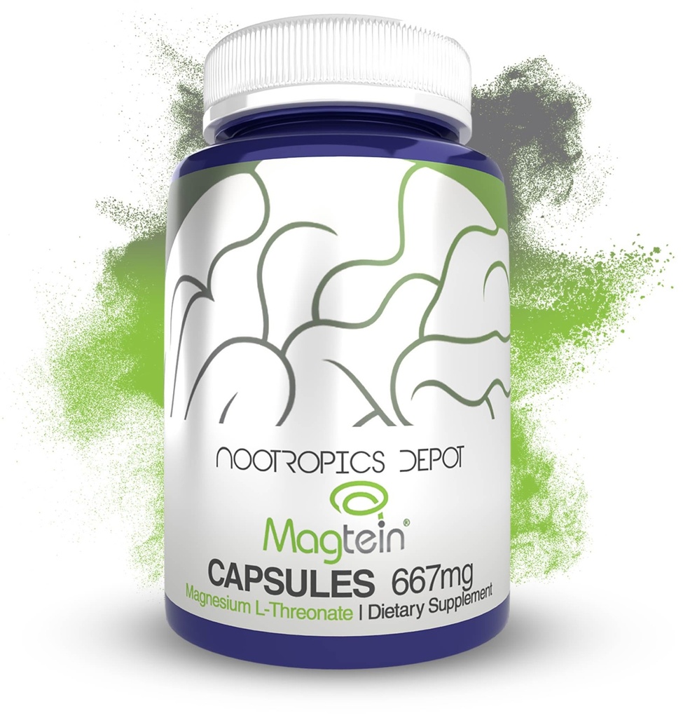 Nootropics Depot Magtein Magnezu L- Threonian Kapsułki 124; 90 Hrabia 124; Suplement mineralny 124; Naturalny 124; Wspiera Mitochondrial Function 124; zwiększa energię i funkcje kognitywne