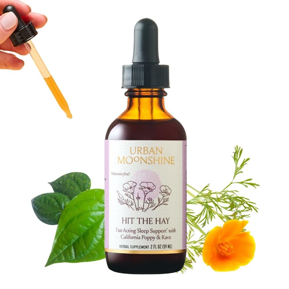 Urban Moonshine Hit The Hay - Szybkie działanie wsparcia snu * z California Poppy & Kava - Wsparcie Relaks * - Przeznaczone do krótkoterminowego użytkowania - Gluten Free Herbal Supplement - 2 Fl Oz