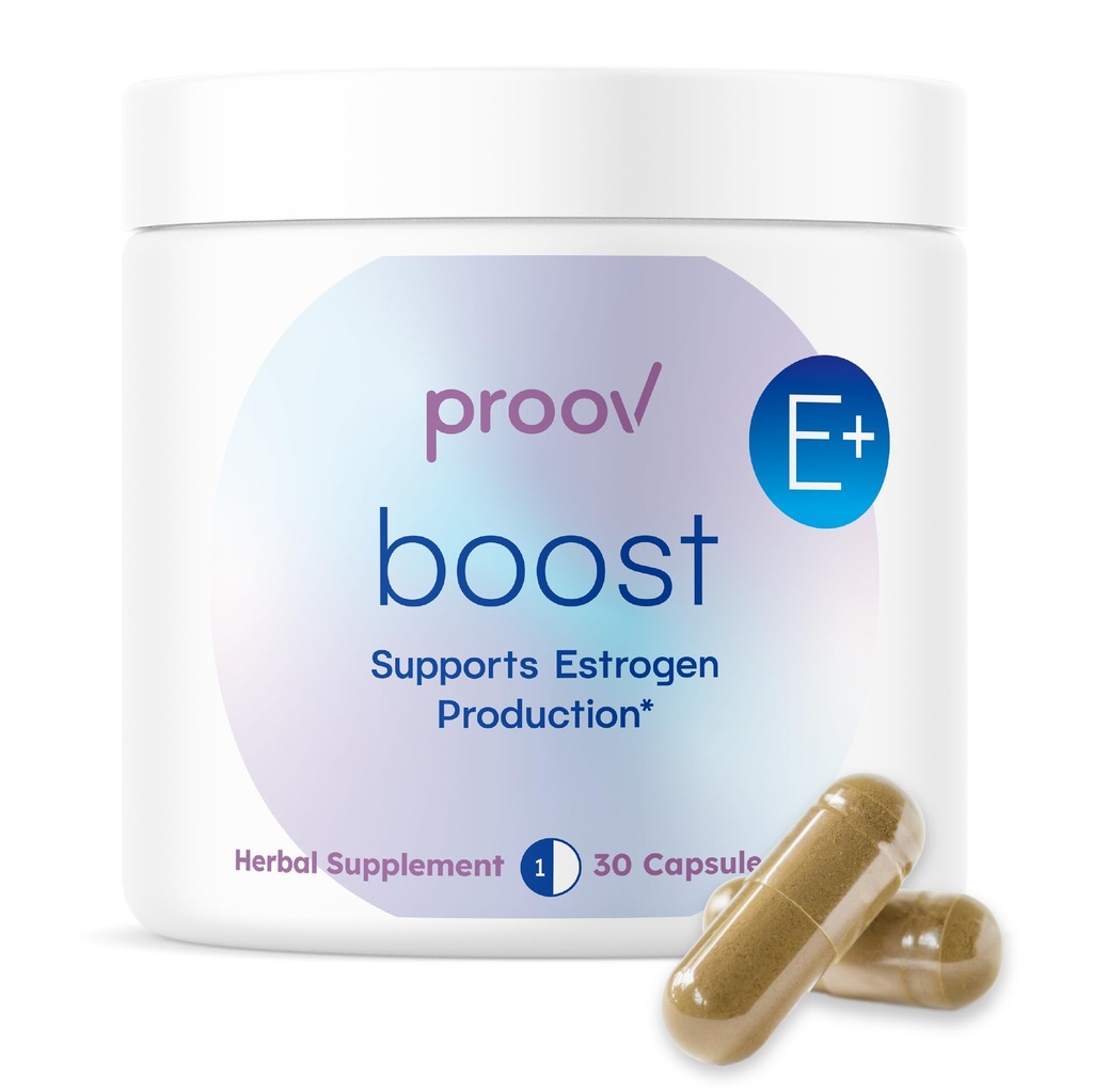 Proov - Suplement do Boost dla Kobiet - Promotes Estrogen Production - Wsparcie płodności i menopauzy dla Kobiet - Hormonal Balance - Wieczorem Primrose Oil Red Clover, Dong Quai, Black Cohosh - 30 Kapsułki
