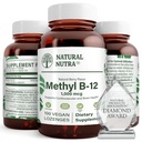 Natural Nutra Vegan Metyl B12 1000mcg, Heart Health and Energy Booster Supplement, Gluten Free, Wsparcie transformacji energii, Zwiększenie odpowiedzi immunologicznej, Pomoc funkcji mózgu, 100 Vegan Lozenges