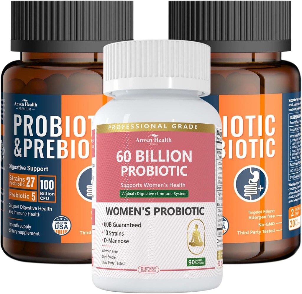 Kompletny Gut & Digestive Health Bundle for The Whole Family: 100 Miliard Probiotyków + Probiotyki Kobiet
